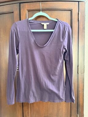 Banana Republic Plum Long-Sleeve Scoop Neck Tee